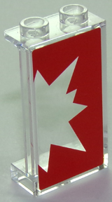 Panel 1 x 2 x 3 with Side Supports - Hollow Studs with Red Starburst Explosion Right Half on Transparent Background Pattern (Sticker) - Set 41235