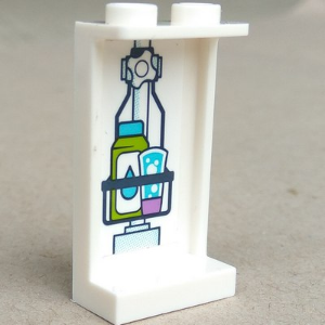 Panel 1 x 2 x 3 with Side Supports - Hollow Studs with Hanging Shower Rack on Inside Pattern (Sticker) - Set 41315