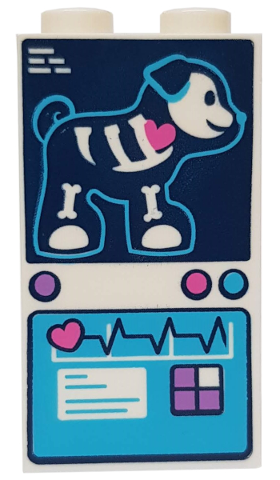 Panel 1 x 2 x 3 with Side Supports - Hollow Studs with Puppy X-Ray Image and Medical Chart Pattern