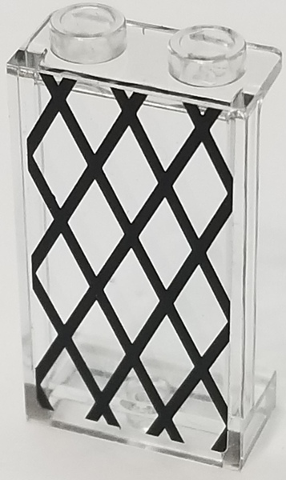 Panel 1 x 2 x 3 with Side Supports - Hollow Studs with Black Window Lattice Pattern (Sticker) - Set 75903