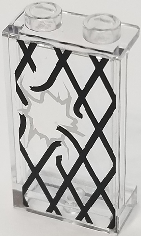 Panel 1 x 2 x 3 with Side Supports - Hollow Studs with Black Window Lattice with Large Broken Section Pattern (Sticker) - Set 75903