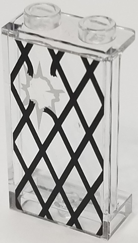 Panel 1 x 2 x 3 with Side Supports - Hollow Studs with Black Window Lattice with Small Broken Section Pattern (Sticker) - Set 75903