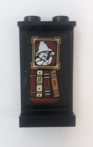 Panel 1 x 2 x 3 with Side Supports - Hollow Studs with Picture, 4 Books and '20' Pattern (Sticker) - Set 75948