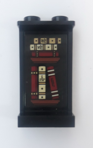 Panel 1 x 2 x 3 with Side Supports - Hollow Studs with 6 Books on Shelves Pattern (Sticker) - Set 75948