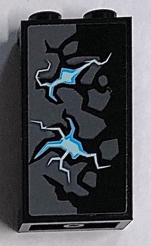 Panel 1 x 2 x 3 with Side Supports - Hollow Studs with Stone and Energy Pattern Model Left Side (Sticker) - Set 70356