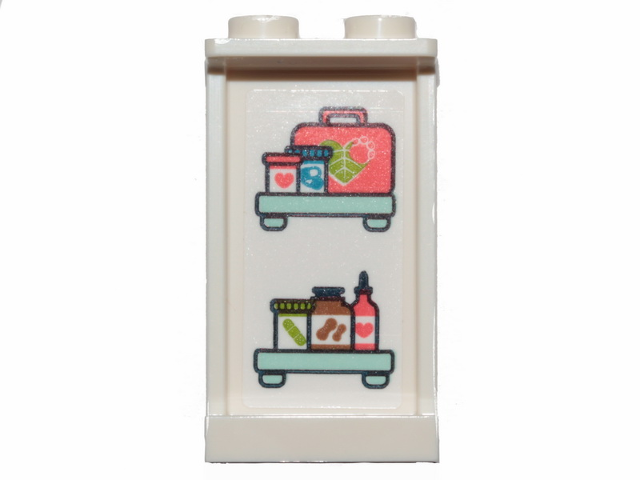 Panel 1 x 2 x 3 with Side Supports - Hollow Studs with Shelves, First Aid Kit and Drugs Pattern (Sticker) - Set 41424