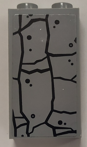 Panel 1 x 2 x 3 with Side Supports - Hollow Studs with Cracked Wall Pattern (Sticker) - Set 60185