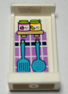 Panel 1 x 2 x 3 with Side Supports - Hollow Studs with Jars, Spatulas and Tiles on Inside Pattern (Sticker) - Set 41340