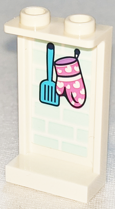 Panel 1 x 2 x 3 with Side Supports - Hollow Studs with Medium Azure Spatula and Dark Pink Oven Mitt with Hearts Pattern (Sticker) - Set 41347