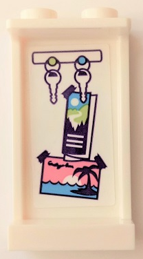 Panel 1 x 2 x 3 with Side Supports - Hollow Studs with Key Rack, Pamphlet, and Postcard Pattern on Inside (Sticker) - Set 41339