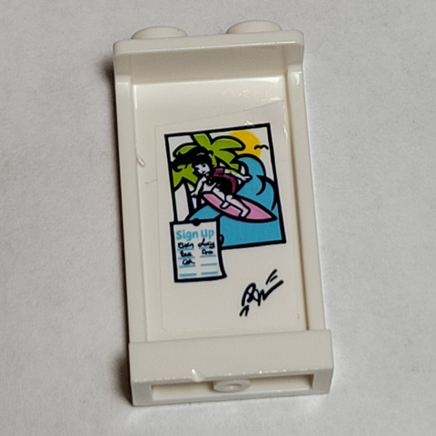 Panel 1 x 2 x 3 with Side Supports - Hollow Studs with Surfing Poster and Sign Up Sheet Pattern on Inside (Sticker) - Set 41374