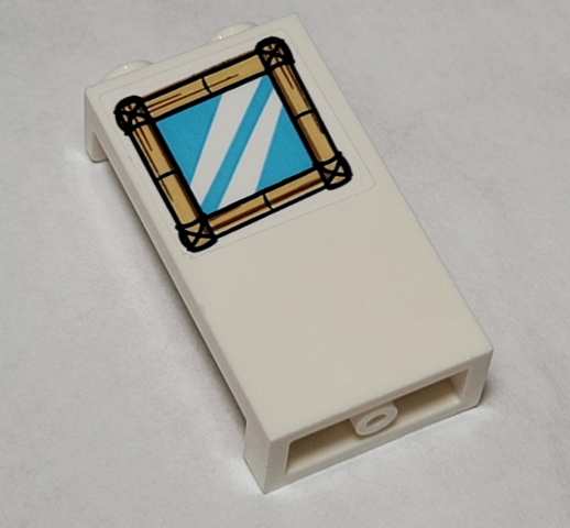 Panel 1 x 2 x 3 with Side Supports - Hollow Studs with Window with Bamboo Frame Pattern on Outside (Sticker) - Set 41374