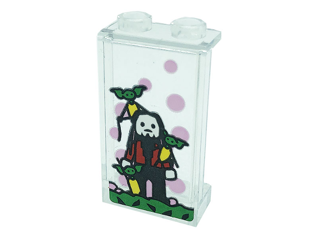 Panel 1 x 2 x 3 with Side Supports - Hollow Studs with Bright Pink Dots and Minifigure Pattern (Sticker) - Set 76388