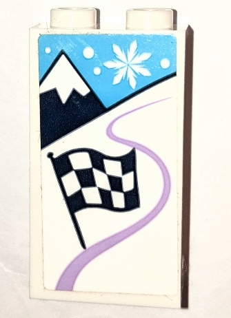 Panel 1 x 2 x 3 with Side Supports - Hollow Studs with Mountain, Snowflake and Checkered Flag Pattern (Sticker) - Set 41319