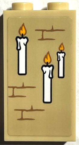 Panel 1 x 2 x 3 with Side Supports - Hollow Studs with 3 Candles and Bricks Pattern 1 (Sticker) - Set 76399