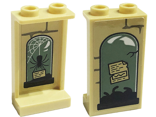 Panel 1 x 2 x 3 with Side Supports - Hollow Studs with Bricks and Jar with Label on Outside and Jar with Label and Spider on Inside Pattern (Sticker) - Set 76397