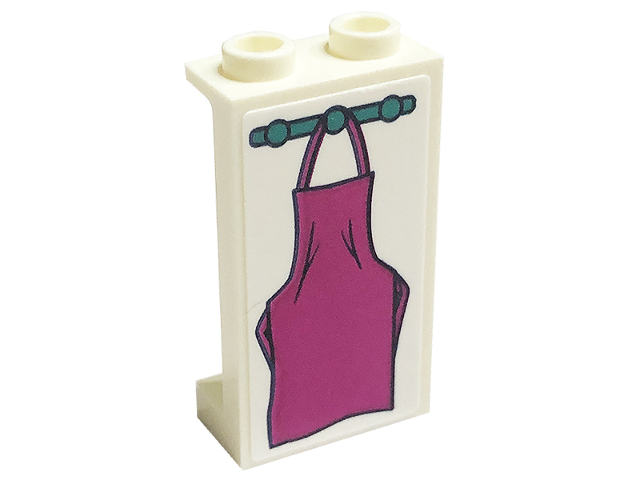 Panel 1 x 2 x 3 with Side Supports - Hollow Studs with Magenta Apron Pattern (Sticker) - Set 41449