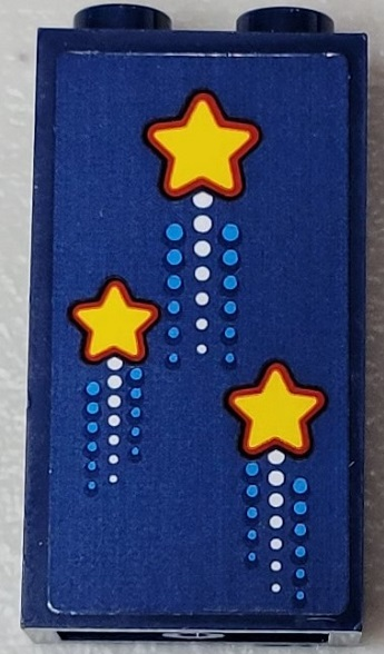 Panel 1 x 2 x 3 with Side Supports - Hollow Studs with 3 Yellow Shooting Stars, Dark Azure and White Dots Pattern (Sticker) - Set 10303