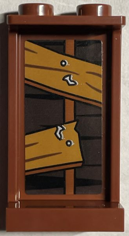 Panel 1 x 2 x 3 with Side Supports - Hollow Studs with Medium Nougat Boards with Nails Pattern on Inside (Sticker) - Set 76407