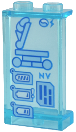 Panel 1 x 2 x 3 with Side Supports - Hollow Studs with Electric Scooter Charging Station and Battery Power Level Indicators Pattern (Sticker) - Set 80036