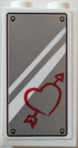 Panel 1 x 2 x 3 with Side Supports - Hollow Studs with Mirror with White Stripes and Red Heart with Arrow Pattern (Sticker) - Set 60246