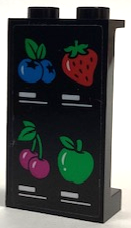 Panel 1 x 2 x 3 with Side Supports - Hollow Studs with Fruit Menu, Dark Azure Blueberries, Red Strawberry, Magenta Cherries and Bright Green Apple Pattern (Sticker) - Set 60384