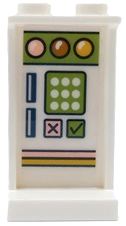 Panel 1 x 2 x 3 with Side Supports - Hollow Studs with Control Panel with Lime Keypad, Lights, Check Mark and Cross Pattern (Sticker) - Set 41426