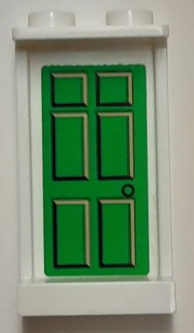 Panel 1 x 2 x 3 with Side Supports - Hollow Studs with Bright Green Door Pattern (Sticker) - Set 40393