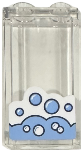Panel 1 x 2 x 3 with Side Supports - Hollow Studs with White and Bright Light Blue Soap Bubbles Pattern (Sticker) - Set 42670