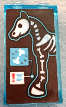 Panel 1 x 2 x 3 with Side Supports - Hollow Studs with Zebra X-Ray with Broken Bone on Reddish Brown Background Pattern (Sticker) - Set 41717