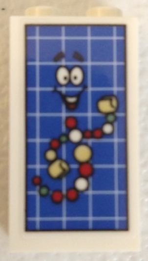 Panel 1 x 2 x 3 with Side Supports - Hollow Studs with Mr. DNA on Blue Computer Screen with Grid Pattern (Sticker) - Set 76961