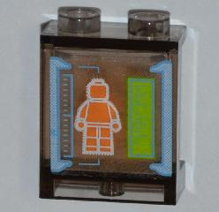 Panel 1 x 2 x 2 with Side Supports - Hollow Studs with Orange Minifigure on Screen Pattern (Sticker) - Set 6873