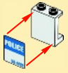 Panel 1 x 2 x 2 with Side Supports - Hollow Studs with Blue 'BE-4473' and White 'POLICE' Pattern Model Right Side (Sticker) - Set 4473