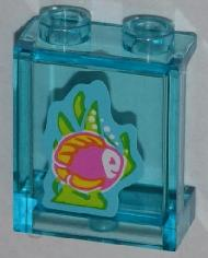 Panel 1 x 2 x 2 with Side Supports - Hollow Studs with Dark Pink Fish with Yellow Fins, Lime Seaweed Pattern (Sticker) - Set 3188