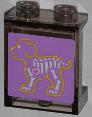 Panel 1 x 2 x 2 with Side Supports - Hollow Studs with X-Ray Dog Skeleton on Medium Lavender Background Pattern (Sticker) - Set 3188