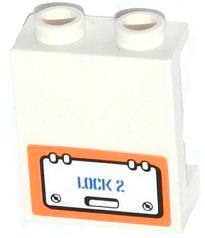 Panel 1 x 2 x 2 with Side Supports - Hollow Studs with Hatch and 'LOCK 2' Pattern Model Right Side (Sticker) - Set 60013