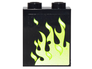 Panel 1 x 2 x 2 with Side Supports - Hollow Studs with Faded Lime Flames Pattern Model Right Side (Sticker) - Set 4840