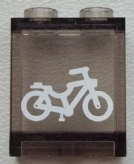 Panel 1 x 2 x 2 with Side Supports - Hollow Studs with White Bicycle Pattern (Sticker) - Set 60051
