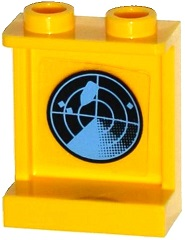 Panel 1 x 2 x 2 with Side Supports - Hollow Studs with Medium Azure Radar Screen Pattern on Inside (Sticker) - Set 60092