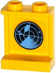 Panel 1 x 2 x 2 with Side Supports - Hollow Studs with Medium Azure Radar Screen Pattern on Inside (Sticker) - Set 60092