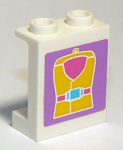 Panel 1 x 2 x 2 with Side Supports - Hollow Studs with Yellow Life Jacket Pattern (Sticker) - Set 41015