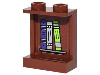 Panel 1 x 2 x 2 with Side Supports - Hollow Studs with Dark Purple, Silver and Lime Books on Inside Pattern (Sticker) - Set 41180