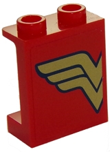 Panel 1 x 2 x 2 with Side Supports - Hollow Studs with Gold Wonder Woman Logo Left Half Pattern (Sticker) - Set 41235