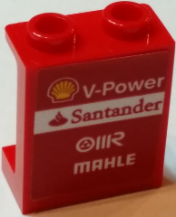Panel 1 x 2 x 2 with Side Supports - Hollow Studs with Shell Logo and 'V-Power', 'Santander', 'OIIR' and 'MAHLE' Pattern (Sticker) - Set 75913