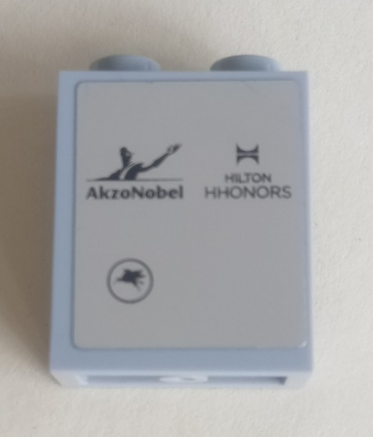 Panel 1 x 2 x 2 with Side Supports - Hollow Studs with AkzoNobel, Hilton HHonors and Pegasus Logos on Silver Mirrored Background Pattern Model Left Side (Sticker) - Set 75911