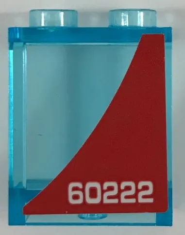 Panel 1 x 2 x 2 with Side Supports - Hollow Studs with White '60222' on Red Background Pattern Model Left Side (Sticker) - Set 60222