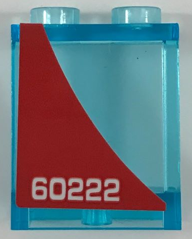 Panel 1 x 2 x 2 with Side Supports - Hollow Studs with White '60222' on Red Background Pattern Model Right Side (Sticker) - Set 60222