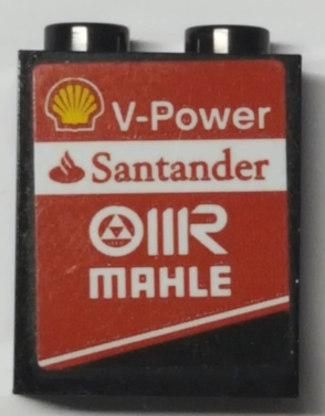 Panel 1 x 2 x 2 with Side Supports - Hollow Studs with Shell Logo, 'V-Power', 'Santander' and 'MAHLE' Pattern Model Left Side (Sticker) - Set 75879