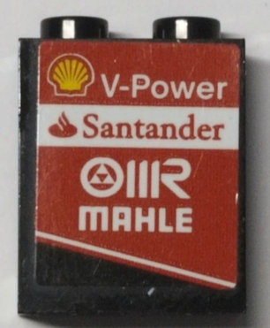 Panel 1 x 2 x 2 with Side Supports - Hollow Studs with Shell Logo, 'V-Power', 'Santander' and 'MAHLE' Pattern Model Right Side (Sticker) - Set 75879