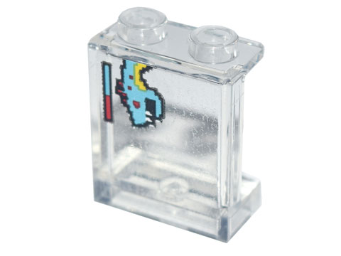 Panel 1 x 2 x 2 with Side Supports - Hollow Studs with Medium Azure Video Game Dragon and Health Bar Pattern (Sticker) - Set 71741